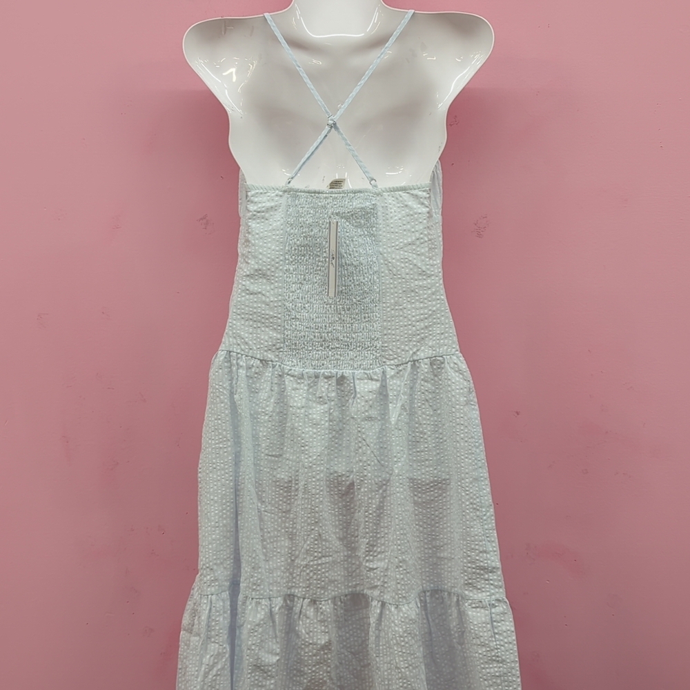 Victoria Secret PINK Prairie Seersucker Summer Midi Dress XS Light Blue - Picture 5 of 9